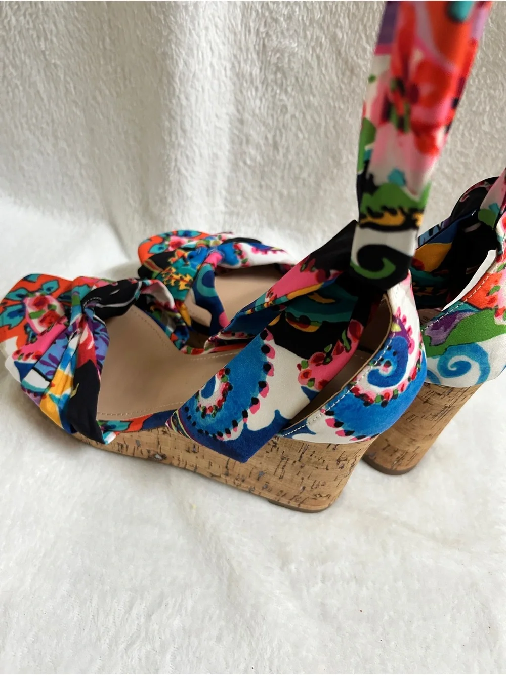 IMPO Multicolor Floral Tie-Ankle Heeled Sandals